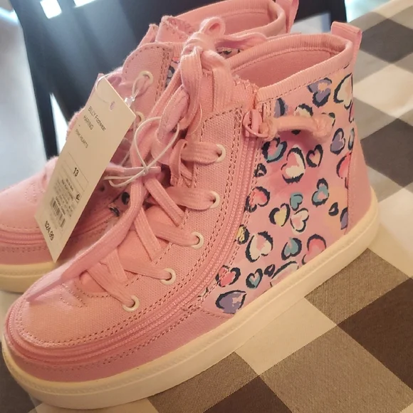 Pink Heart Pattern Kids Sneakers - Picture 3 of 6